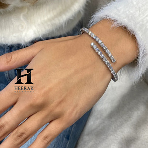 Luxury 14K <b>White</b> Gold Lab Grown Diamond Bypass Bangle Bracelet IGI Certified Round Cut CVD Diamond Toi Et Moi <b>Wrap</b> Bangle - Product Image 2