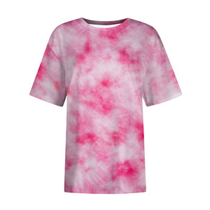 Camiseta Oversize de Mujer con Estampado Tie-Dye, Manga Tres Cuartos, Cuello Redondo, Ajuste Holgado, Transpirable, de Poliéster Tejido, Top de Verano - Product Image 2