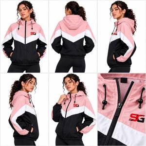 Chaqueta Cortavientos Ligera con Capucha y Bloques de Color para Mujer, Chaqueta Bomber con Cierre, Chaqueta Cortavientos con Logotipo Personalizado al por Mayor - Product Image 3