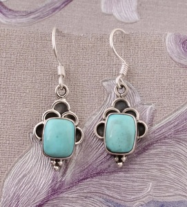 Natural Turquoise 925 Sterling Silver <b>Hook</b> <b>Earrings</b> Handmade Boho Gemstone Dangle <b>Earrings</b> - Product Image 6