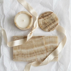 Juego de tres posavasos y bandeja de ónix natural, hecho a mano, conjunto coordinado para decoración del hogar, paquete al por mayor, juego de regalo con logotipo personalizado - Product Image 3