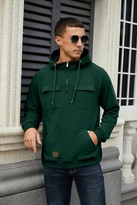 Custom <b>Men's</b> Half Zip Hoodie Front <b>Pouch</b> Pocket Long Sleeve Eco-Friendly Quick Dry Cotton Fleece Winter ODM Factory Direct - Product Image 4
