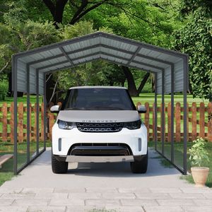 Abri d'auto extérieur robuste de 10x15 pieds, cadre de toit en acier galvanisé, auvent en métal, grand équipement de stationnement d'allée de garage pour voitures - Product Image 1