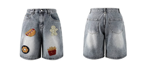 Shorts de Mezclilla de Cintura Media con Bolsillos, Lavado Claro, Estilo Casual, para Invierno y Verano, Pierna Recta, Tejido de Algodón - Product Image 4
