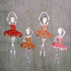 Décoration de Noël et du Nouvel An, flocon de paillettes argenté scintillant doré clair, couleur Taylor, acrylique 3D, ornement ballerine - Product Image 3