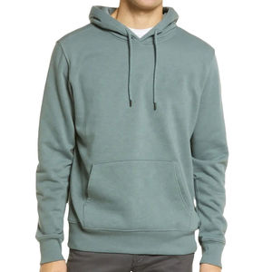 Sudadera con Capucha para Hombre, Color Verde Salvia, Lisa, Informal, Manga Larga, Bolsillo Canguro, Mezcla de Algodón, Estilo Urbano - Product Image 1
