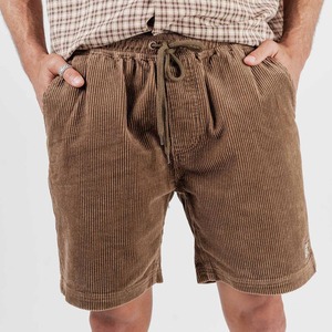 <b>Men's</b> Corduroy <b>Shorts</b> Solid Color Drawstring Waist Casual Style Mid Rise Breathable Cotton Fabric <b>Short</b> <b>Trousers</b> - Product Image 3