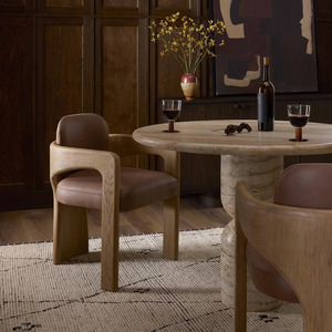Chaise de salle à manger rembourrée moderne avec cadre en bois, fauteuil à dossier et assise rembourrés pour salle à manger - Product Image 6