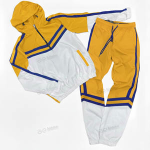 Chándales OEM impermeables con cremallera, chaqueta y pantalones de nailon de retazos, conjuntos de Jogger, chándal de nailon informal a rayas laterales para hombre - Product Image 4