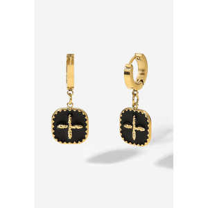 Pendientes de gota de moda de forma cuadrada con diseño de signo más - Product Image 3