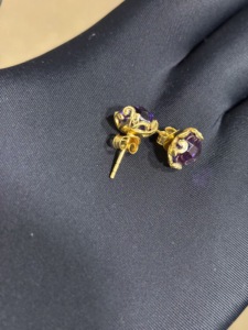 Natural Amethyst Bezel Setting Stud <b>Earrings</b> in Sterling Silver <b>Handmade</b> Round Luxury Jewelry for Women Gift Wholesale - Product Image 3