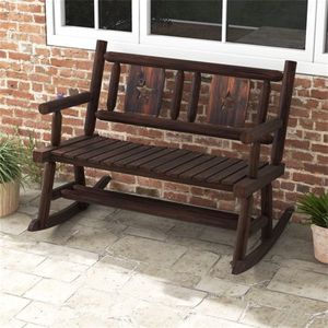 Doppia Sedia a Dondolo in Legno per Giardino, Divano Doppio per Sedute Confortevoli - Product Image 4