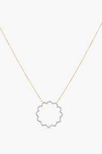 Lab Grown Diamond Flower Pendant <b>Necklaces</b> 14K 18K Solid Gold 17 Inch 33mm Big Circle <b>Stacking</b> Charms Factory Price Wholesale - Product Image 3