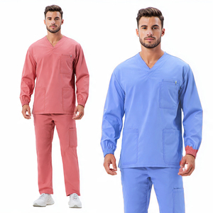 Men's High Quality 100% Polyester Twill <b>Scrubs</b> Jogger Pants <b>Top</b> Uniform Set Modern Medical Hospital Workwear Custom Nursing Suit - Product Image 1