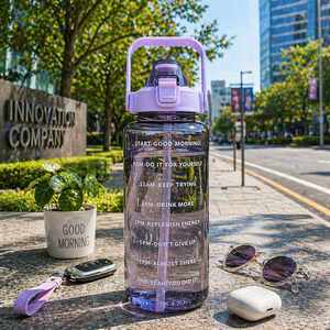 Premium Plastic Water <b>Bottle</b> with Lid, Reusable Empty Mineral <b>Bottle</b> for Daily Use 2000ml - Product Image 1