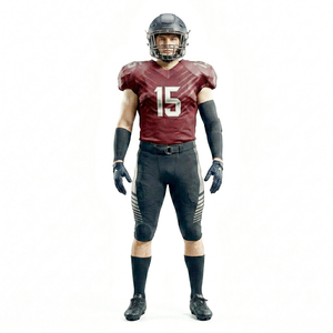 Red with Black Premium Quality American Football Uniform Set Moisture Wicking Jersey and Hot Selling Football Short Custom Logo - Product Image 5