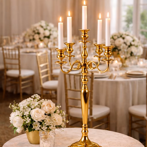 Wedding decoration supplier Wholesale wedding centerpieces Bulk gold <b>candle</b> holders Event décor supplier Wedding decoration - Product Image 2