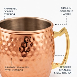 Moscow Mule Mug 500 ml | Stainless Steel Cocktail Mug with <b>Handle</b> | Hammered Drink Mug for Beer Cocktails Iced Drinks & Mocktai - Product Image 4