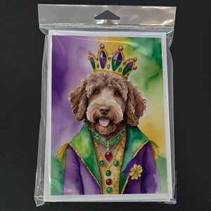 Labradoodle King of Mardi Gras Greeting Cards Pack of 8 Whimsical A7 Size <b>5x7</b> Blank Note Cards with <b>Envelopes</b> - Product Image 3