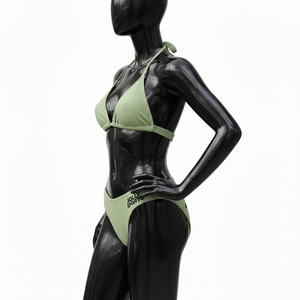 Conjunto de Bikini de Lujo para Mujer en Verde Salvia, Tejido de Nylon y Spandex con Nervaduras GSM, Ajuste Suave, Logotipo Personalizado con Transferencia Térmica - Product Image 3
