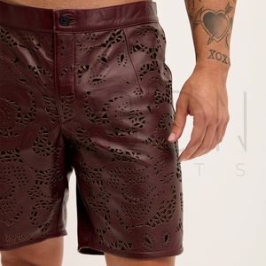 Nouveauté : Shorts en cuir haute performance pour hommes, qualité supérieure, motif Paisley découpé au laser, par un fournisseur de premier plan - Product Image 4