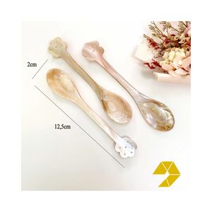 Cuillère à café en nacre blanche à long manche, cuillère MOP, ustensile, vente chaude, cuillère à glace, cuillère à soupe, vaisselle, ustensiles de table - Product Image 4