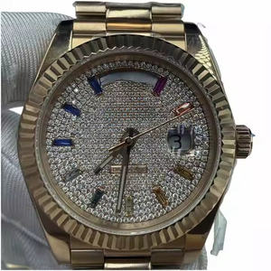 Montre analogique à quartz classique pour homme avec détails en diamant Moissanite, montre-bracelet de luxe en acier inoxydable de qualité supérieure pour tenue formelle - Product Image 2