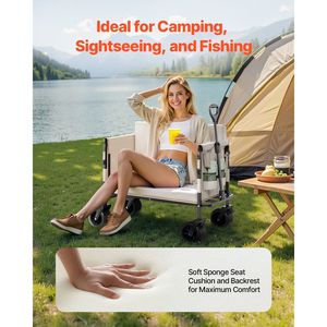 Carrito Plegable 2 en 1 con Capacidad de Carga de 550 lb, Carrito Utilitario de 220 L con Mango Ajustable que se Convierte en Banco para Acampar - Product Image 4