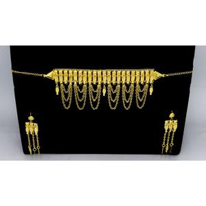 Collier Khanaqi avec boucles d'oreilles Parure de bijoux plaqué or de haute qualité Collier de bijoux de mode Bijoux arabes pour femmes - Product Image 2