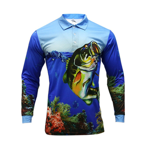 เสื้อโปโลตกปลาพิมพ์ลายสำหรับผู้ชายไซส์ใหญ่ ขายส่ง ป้องกันแสงแดด UPF 50 แห้งเร็ว ระบายอากาศได้ดี แขนยาว แบบซับลิเมชั่น สำหรับเล่นกีฬากลางแจ้ง - Product Image 4