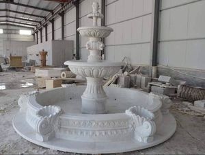 Grande fontaine d'eau extérieure moderne en marbre à trois niveaux, écologique et durable - Product Image 2