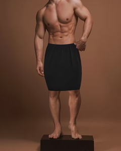 Men Seamless Knitted Loungewear Skirt Solid Black Casual All Seasons Wear - Product Image 1