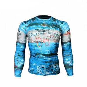 Customized Design Jiu Jitsu Clothing Mens Sublimated Long Sleeve Rash Guards Spandex/Nylon 160g High Quality Unisex Customized - Product Image 6