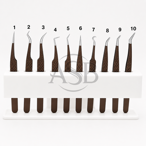 Pince à épiler de précision antistatique durable en acier inoxydable japonais brun foncé ASB avec logo personnalisé et poignée diamantée pour extensions de cils - Product Image 1