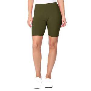 Short cycliste taille haute vert olive pour femme en tricot de spandex et polyester, décontracté, respirant, avec taille élastique, anti-frottement, style sportif - Product Image 5