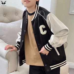 Chaqueta de Béisbol Transpirable para Niños, Chaqueta Deportiva Juvenil Resistente al Viento, Chaqueta Varsity para Niños Pequeños con Parche Personalizado Estampado - Product Image 3