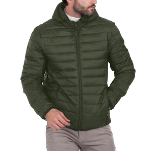 Men's Olive Green Puffer <b>Jacket</b> Lightweight Water Resistant Bubble Coat For Winter Outdoor Daily Travel Casual Use - Product Image 2