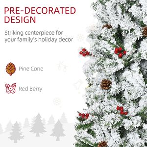 Albero di Natale Artificiale con Base Staccabile 210 cm, 950 Rami, Pre-Illuminato, in Materiale PET Flocato, Stile Pencil - Product Image 5