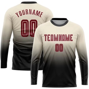 Custom Heat-Transfer Printed 100% Polyester Long Sleeve <b>Soccer</b> Jersey Black Blue Flame Design Breathable Moisture Wicking - Product Image 4