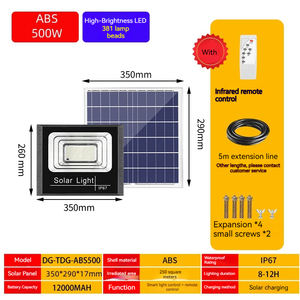 ไฟฟลัดไลท์ LED พลังงานแสงอาทิตย์กลางแจ้ง500W IP67กันน้ำใช้ในสวนโกดังสินค้าสนามกีฬาสำหรับภูมิทัศน์ - Product Image 6