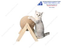 Arbre à chat en bois durable avec corde en sisal et souris en jouet pour chats d'intérieur, fabriqué au Vietnam, 1 niveau