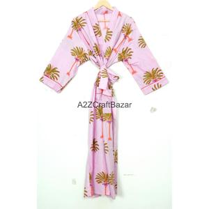 Kimono Informal 100% Algodón, Ropa de Dormir, Ropa de Playa, Diseño Floral Indio, Transpirable, de Secado Rápido, con Cordón Ajustable, para Verano, Invierno y Primavera - Product Image 2