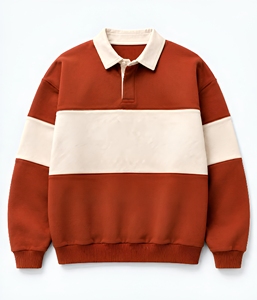 Polo en tricot pour homme à blocs de couleur, manches longues, style preppy rayé, coton anti-boulochage, coupe classique - Product Image 3