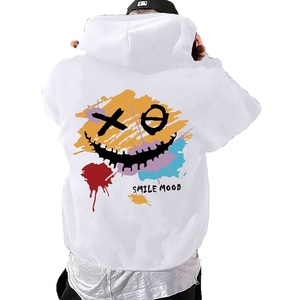 Men's Winter Oversized Hoodie Colorful Smile Print Streetwear Casual Sweatshirt Eco-Friendly <b>Back</b> Logo Design 100% Cotton French - Product Image 2