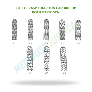 เครื่องมือผ่าตัดหู คอตเทิล แรสป์ ทังสเตนคาร์ไบด์ ปลายคาร์ไบด์ ขนาด 20.5 ซม. สำหรับศัลยกรรมตกแต่งจมูก ขูดกระดูก - Product Image 2
