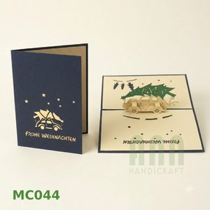 Tarjeta de Felicitación Navideña con Árbol de Navidad Cortado con Láser 3D Personalizado, Papel de Impresión por Transferencia Térmica con Relieve, Estilo Japandi, Hecho en Hanói ANN - Product Image 5