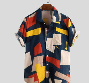Chemises à manches courtes pour hommes, vêtements de plage d'été tendance, qualité 65% polyester 35% coton, imprimé floral personnalisé, chemises hawaïennes pour hommes - Product Image 4