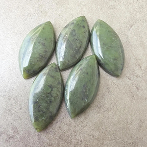 Jade Néphrite Vert Naturel, Cabochon Marquise à Dos Plat, Calibré AAA+, Pierre Précieuse Certifiée par un Certificat Tierce Partie pour la Fabrication de Bijoux - Product Image 4
