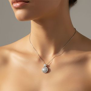 Pendentif de luxe certifié en or 9 carats avec diamant solitaire rond brillant de 0,60 carat (CTW) cultivé en laboratoire, serti clos - Product Image 6