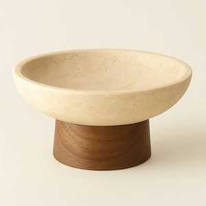 New Arrival Classic <b>Travertine</b> Stone Eco-Friendly Beige Bowl Decorative Dish for Serving & Display and Elegant Home Decor - Product Image 1